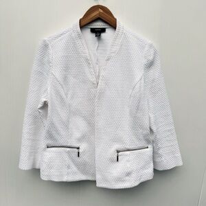 Alfani White Textured Blazer with Zippered Pockets size 10